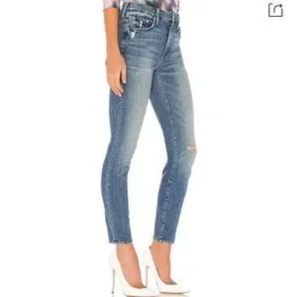 Mother sz 24 Jeans High Waisted Looker Ankle in Popism Skinny Denim Stretch - Picture 1 of 9